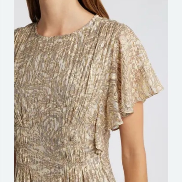 Parker The Rose Metallic Top Women's Size S Viscose Lurex Flare Sleeve Dressy - Picture 8 of 8